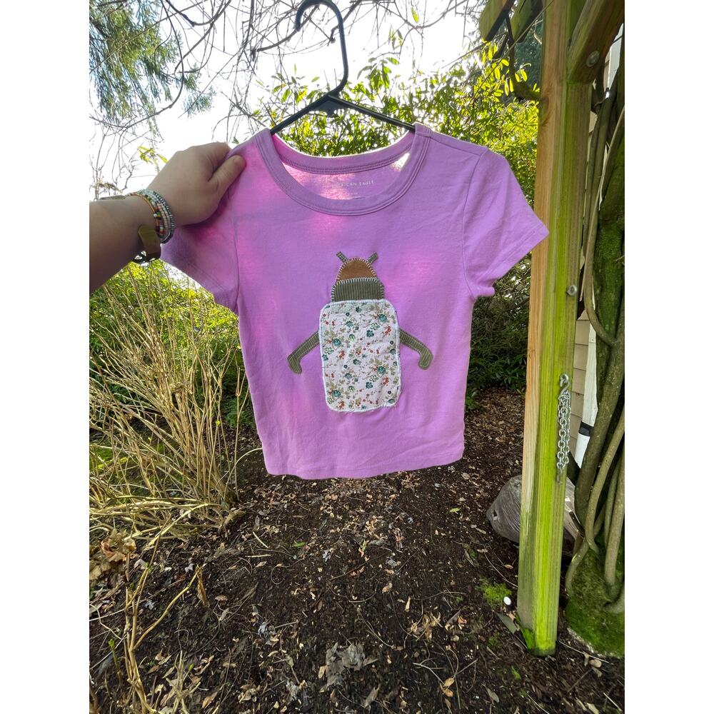 Small American Eagle Upcycled Bug Insect Shirt - image 4